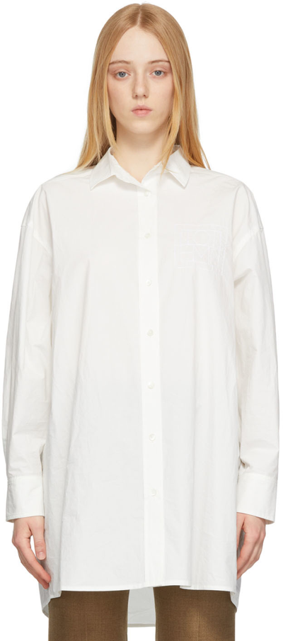 Shop Totême White Monogram Cotton Shirt In 100 White