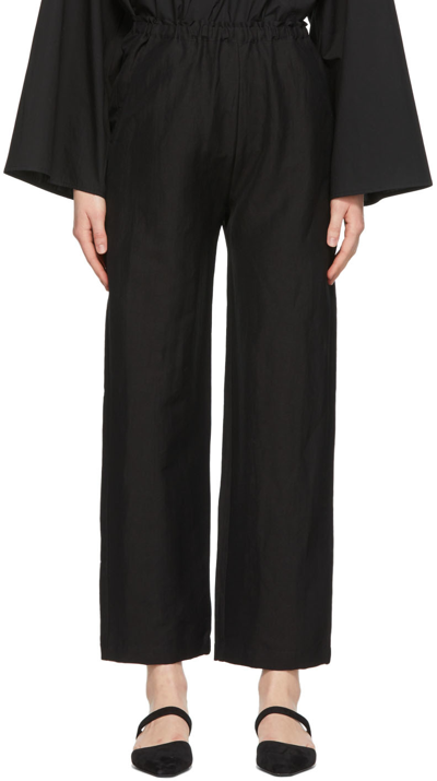 Shop Totême Black Stretch Linen Lounge Pants In 200 Black