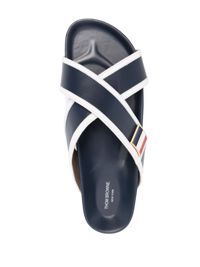 Shop Thom Browne Rwb-buckle Crossover-strap Sandals In Blau