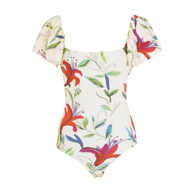 Shop La Doublej Scarlett Swimsuit In White Lily