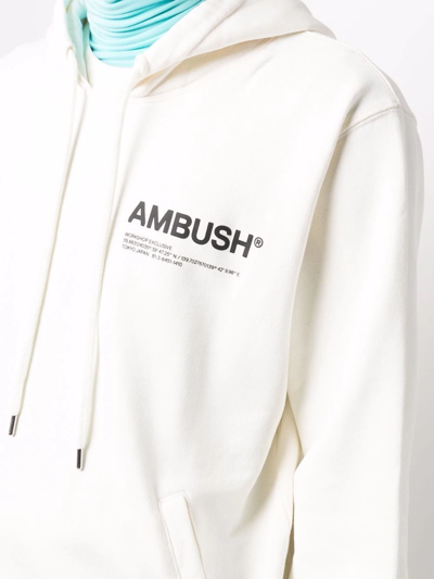 Shop Ambush Workshop Cotton Hoodie In Weiss