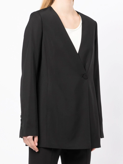 Shop Goodious Double-breasted V-neck Coat In Schwarz