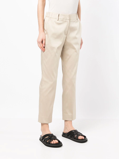 Shop Goodious Cropped Tailored-cut Trousers In Braun
