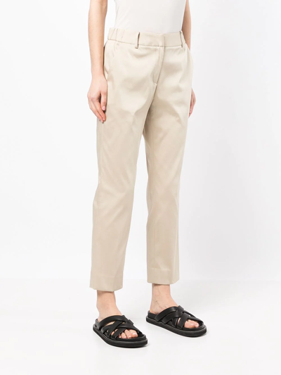 Goodious Cropped Tailored-cut Trousers In Braun