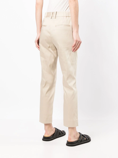 Shop Goodious Cropped Tailored-cut Trousers In Braun