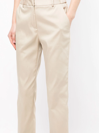 Shop Goodious Cropped Tailored-cut Trousers In Braun