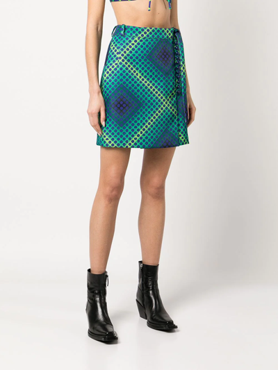 Shop Rabanne Graphic-polka-dot-print-pinafore-skirt In Grün