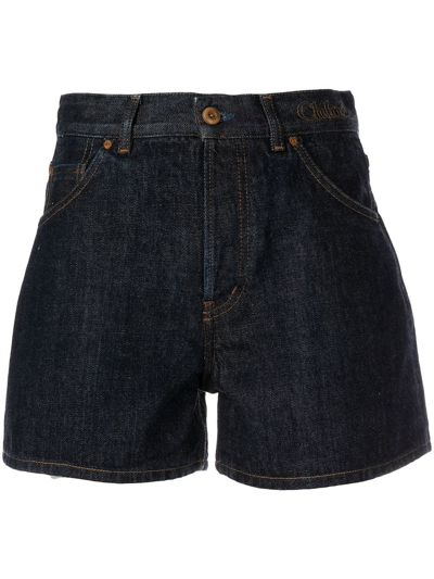 Shop Chloé High-rise Denim-shorts In Blau