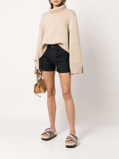 Shop Chloé High-rise Denim-shorts In Blau