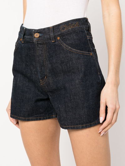 Shop Chloé High-rise Denim-shorts In Blau
