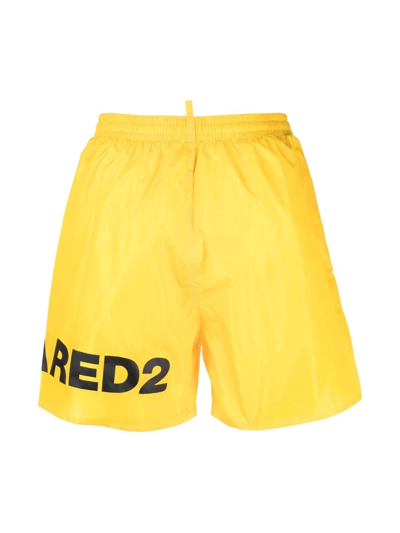 Shop Dsquared2 Logo Drawstring Swim Shorts In Gelb