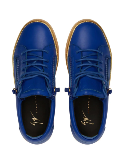 Shop Giuseppe Zanotti Frankie Lace-up Sneakers In Blue