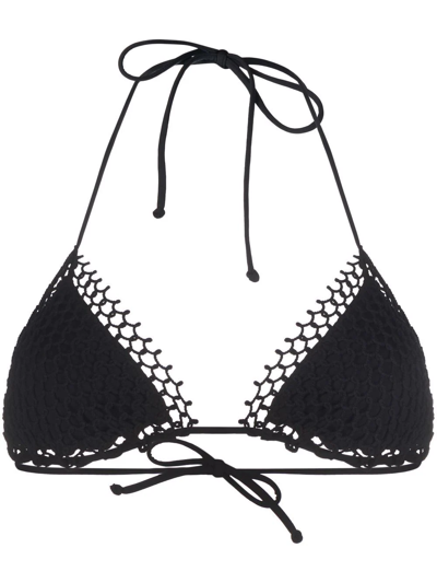 Shop La Perla Braided-detail Halterneck Bikini Top In Schwarz