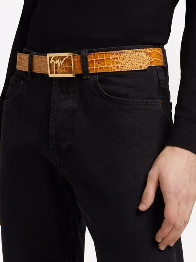 Shop Giuseppe Zanotti Logo-buckle Belt In Braun
