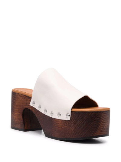 Shop Marni Platform Clog Sandals In Weiss