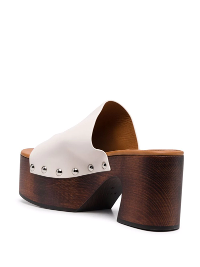 Shop Marni Platform Clog Sandals In Weiss