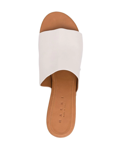 Shop Marni Platform Clog Sandals In Weiss
