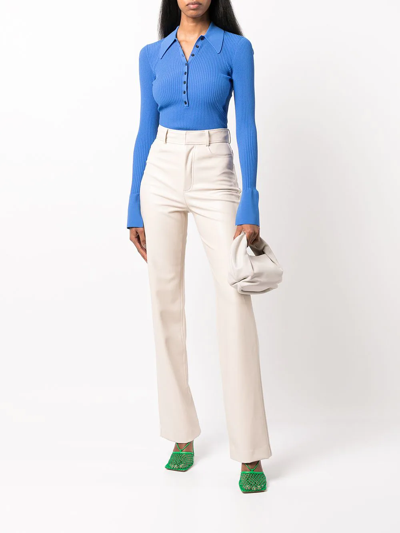 Shop A.l.c Eleanor Henley Long-sleeve Polo Top In Blau