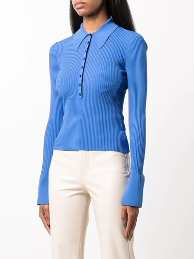 Shop A.l.c Eleanor Henley Long-sleeve Polo Top In Blau