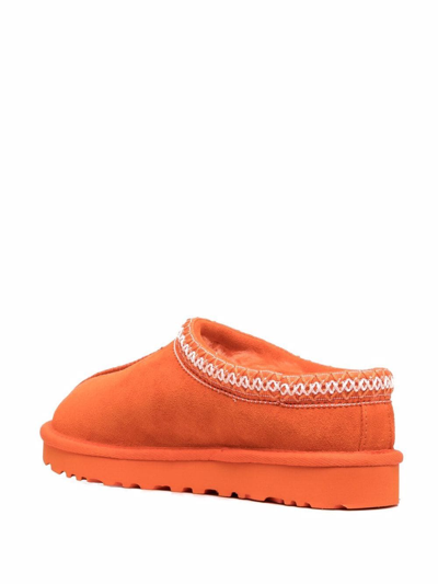 Shop Ugg Embroidered Suede Slippers In Orange
