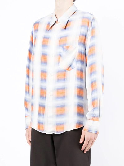 Shop Bed J.w. Ford Check-pattern Long-sleeved Shirt In Weiss