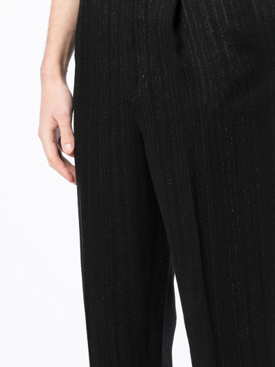 Shop Bed J.w. Ford Metallic-threaded Cropped Trousers In Schwarz