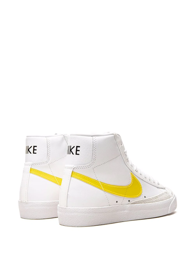 Shop Nike Blazer Mid 77 Essential "translucent Yellow Swoosh" Sneakers In White