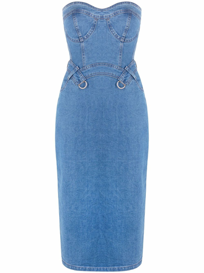 Shop Maria Lucia Hohan Strapless Denim Dress In Blau