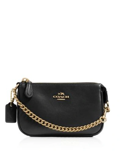 Shop Coach Nolita Wristlet 15 In Leather In Black/light Gold