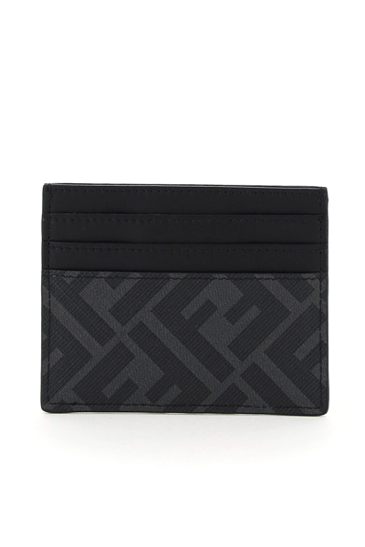 Shop Fendi Ff Stripe Cardholder In Black,grey,yellow