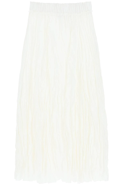 Shop Totême Crinkled Silk Midi Skirt In White