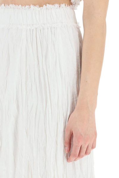 Shop Totême Crinkled Silk Midi Skirt In White