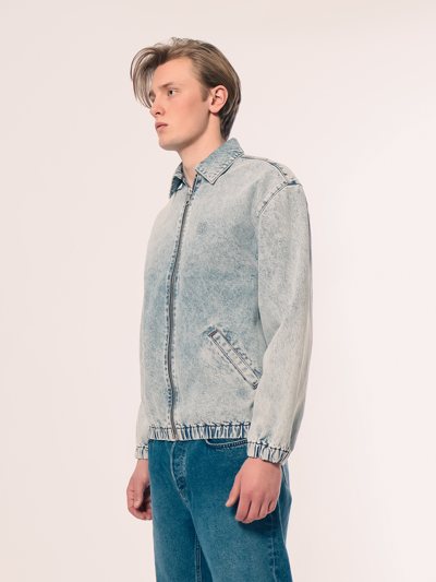 Shop Amendi Rolf Zip Denim Jacket In Light Blue