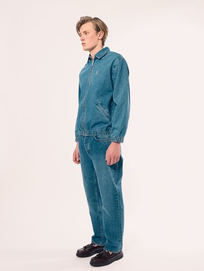 Amendi Rolf Zip Denim Jacket In Mid Blue