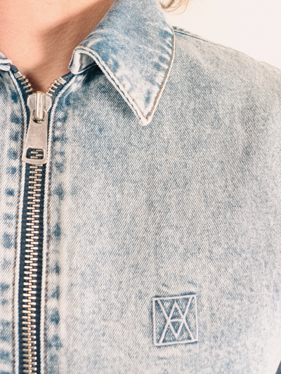 Amendi Rolf Zip Denim Jacket In Light Blue