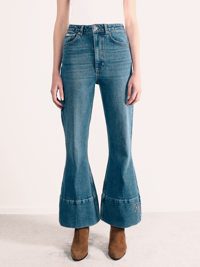 Shop Amendi Joni Flare Jeans In Mid Blue