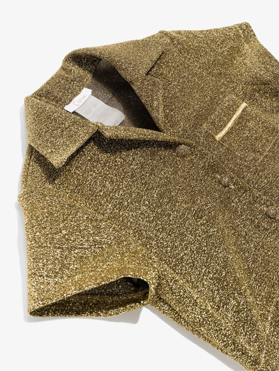 Shop Oseree Lurex Glittered Short-sleeve Shirt In Gold