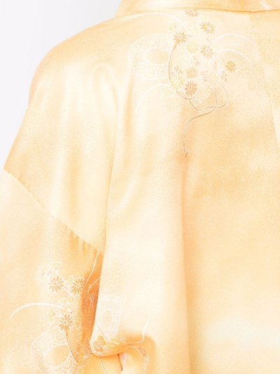 Pre-owned A.n.g.e.l.o. Vintage Cult 1970s Floral-print Silk Kimono In Orange
