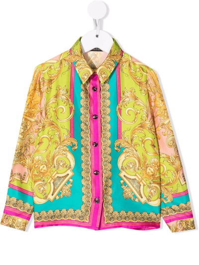 Shop Versace Baroque-print Shirt In Yellow