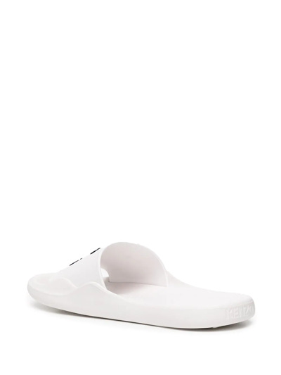 Kenzo Boke Flower Logo-embossed Slides In White