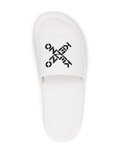 Shop Kenzo Logo-print Sliders In White