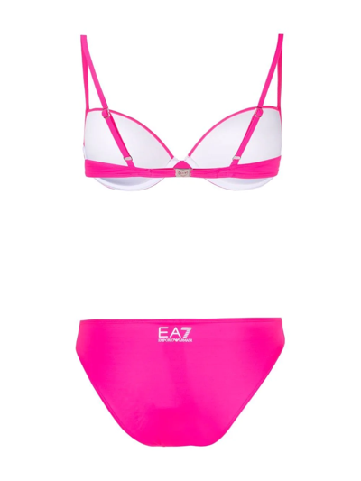 Ea7 Logo-print Underwire Bikini In Pink
