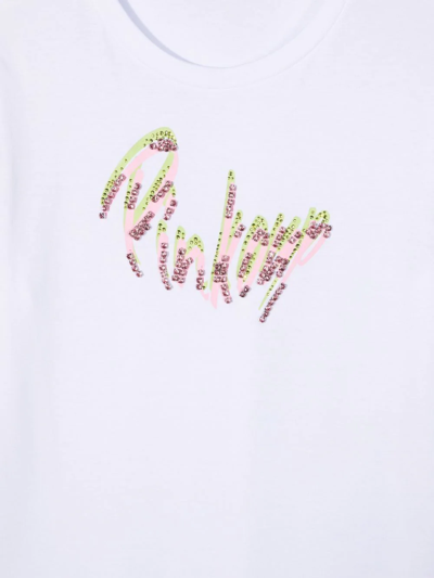 Shop Pinko Teen Logo-print Short-sleeved T-shirt In White