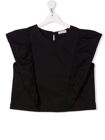 Shop Pinko Teen Ruched Short-sleeved Top In Black