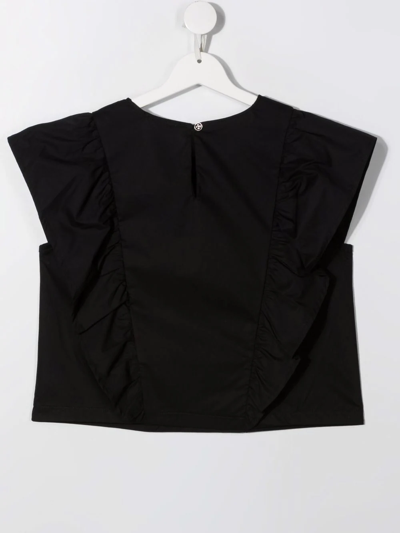 Shop Pinko Teen Ruched Short-sleeved Top In Black