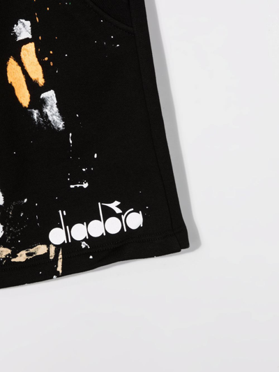 Shop Diadora Junior Paint Splatter-print Track Shorts In Black