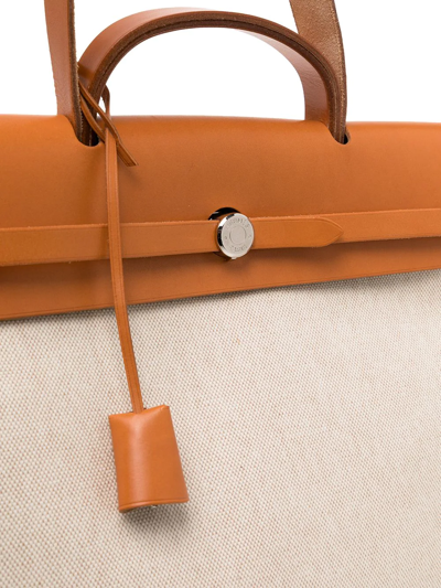 Pre-owned Hermes 1998  Herbag Mm Two-way Handbag In Brown