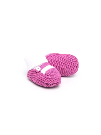 Shop Little Bear Knit Crib Shoes In Pink