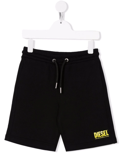 Shop Diesel Logo-print Drawstring Shorts In Black