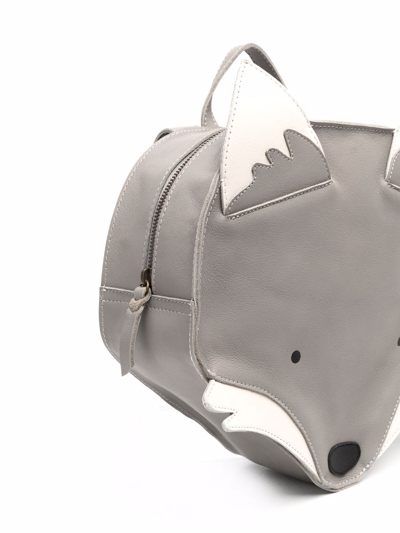 Donsje Pop-up Ears Leather Backpack In Grey